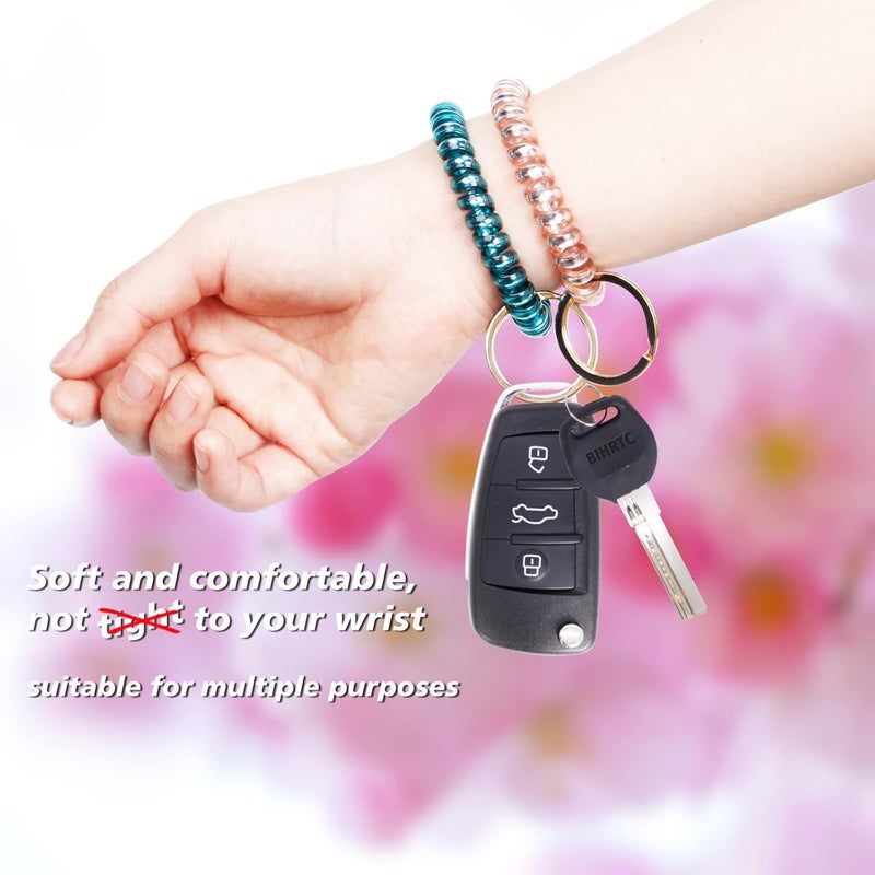 BIHRTC 6pcs Wrist Coil Keychain Car Key Holder Key Ring Bracelet Plastic Spiral Spring Flexible Stretchable Wrist Band Wristlet Key Chain Sauna Accessories for Sauna Gym Pool Outdoor Sports Activity - Image 3